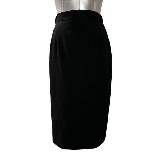Apertif 8 VTG Pencil Skirt 100% Pure Wool Black Lined Career Dry Clean Pretty - Picture 1 of 7